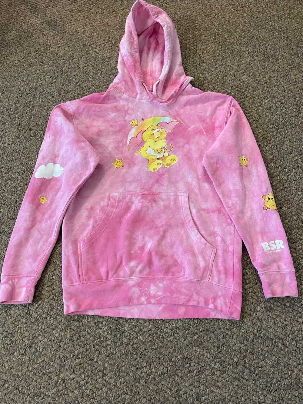 Care Bears Samii Ryan Tie Dye Hoodie M Mens Womens Funshine Bear Pink Graphic